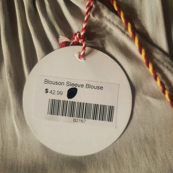 NWT! Hayden Light "Greige" Embroidered Peasant Boho Top Billowed Sleeve - Sz 2X - Picture 11 of 13